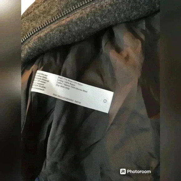 Eileen Fisher Black Boiled Wool High Neck Long Sleeve Zip-Up Jacket, Size PP - Picture 4 of 4